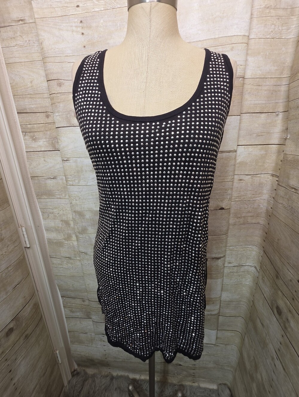 Black Studded Shimmer Tank Top